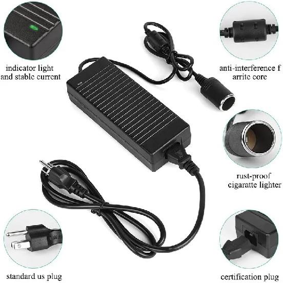 Car Power Adapter Power Convert AC Adapter DC 110V / 220V to 12V 10A Power Adapter Converter for Car Refrigerators Air Pump