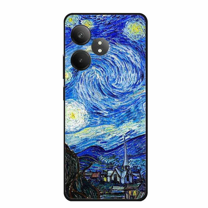 3D Тисненый Чехол Для Realme Narzo N61 Note 60 50 Realme GT 6 6T Neo6 SE C61 C63 Чехол Для Телефона Цветы Черный Силикон Мягкая Задняя Крышка