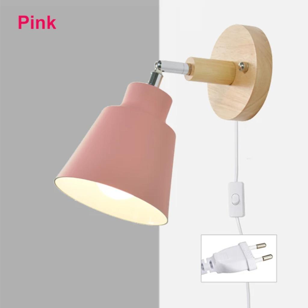 New Nordic Wall Light Indoor DIY E27 Wooden 6 Colors EU/UL Plug 350° Wall Lamps Living Room Bedroom Aisle Sconce Fixtures Decov