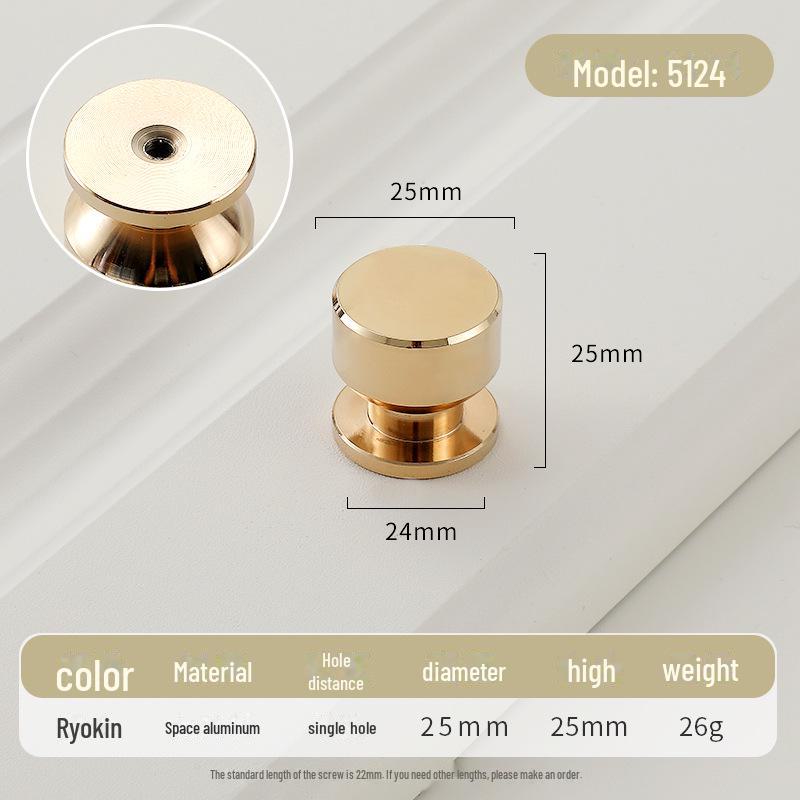 Золотая круглая ручка для ящика класса люкс с одним отверстием для современных простых шкафов