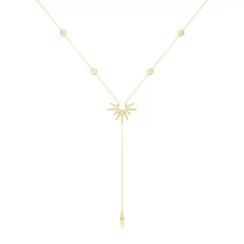 Модные ожерелья с подвесками Y-образной формы золотого цвета для женщин, девушек, роскошные ожерелья-чокеры с длинной кисточкой и подвесками из кубического циркония, ювелирные изделия 2025, подарки