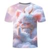2024 Summer 3D Printed Short Sleeve Soft and Cute Sleepy Sheep Series Men's and Women's Trendy Round Neck T-shirt for Children