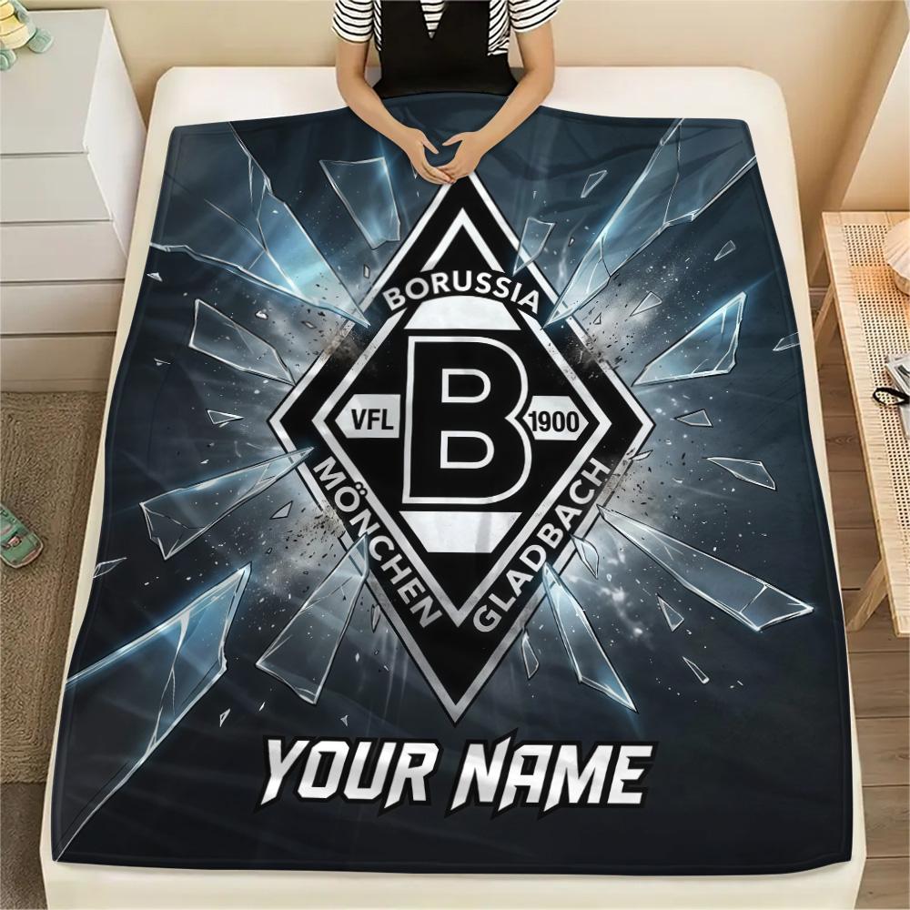 Custom Name Borussia Monchengladbach Flannel Blanket, High quality Comfortable for All Seasons, Home Decor, Warmth and Comfort