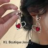 Серебряные серьги-гвоздики с цирконием и красным сердцем для женщин, серьги-гвоздики для девочек, подарки на день рождения, ювелирные изделия