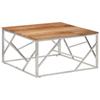 VidaXL Table basse argenté acier inoxydable et bois massif d'acacia 349951