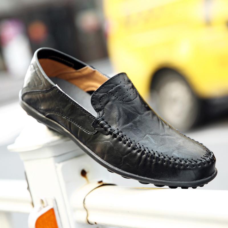 Casual Leather Shoes Men's Soft Bottom Non-slip Loafer Lazy Shoes Driving Shoes Middle-aged and Elderly Dad Shoes