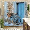 1 шт. Винтажная велосипедная и цветочная уличная сцена Занавеска для душа - Высококачественная полиэстеровая ткань, Идеальное украшение для всех сезонов