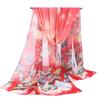 Sunscreen Long Wrap Shawl Butterfly Print Beach Gauze Scarf Elegant Shawl Silk  for Women