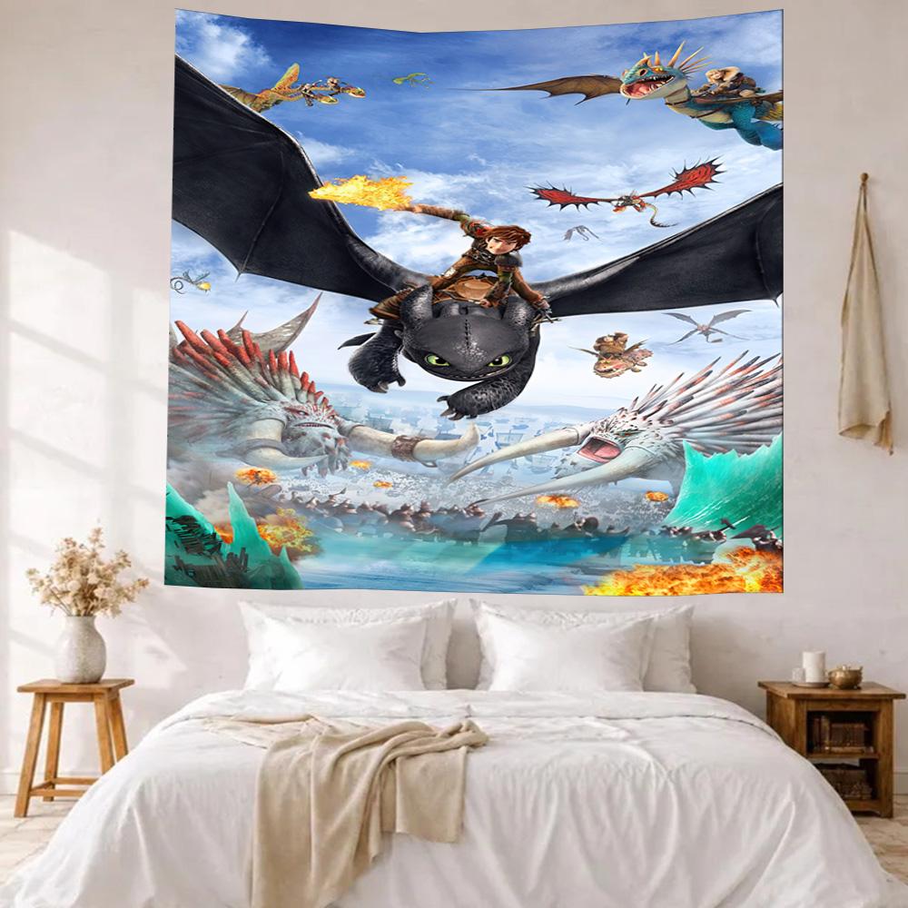 Dragons Flight Adventure Wall Decor Tapestry Art For Pet Memorial Birthdaywedding Party Backdrop Family Gift