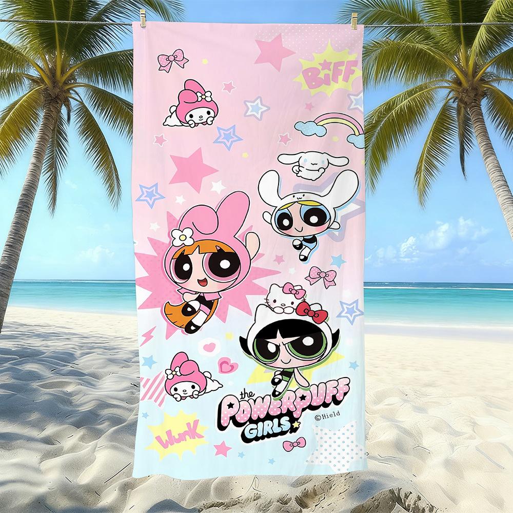 Cartoon Flying Little Policewoman Microfiber Beach Towel Quick-Drying Water-Absorbing Children'S Swimming Bath Towel Travel Portable Large Ruler