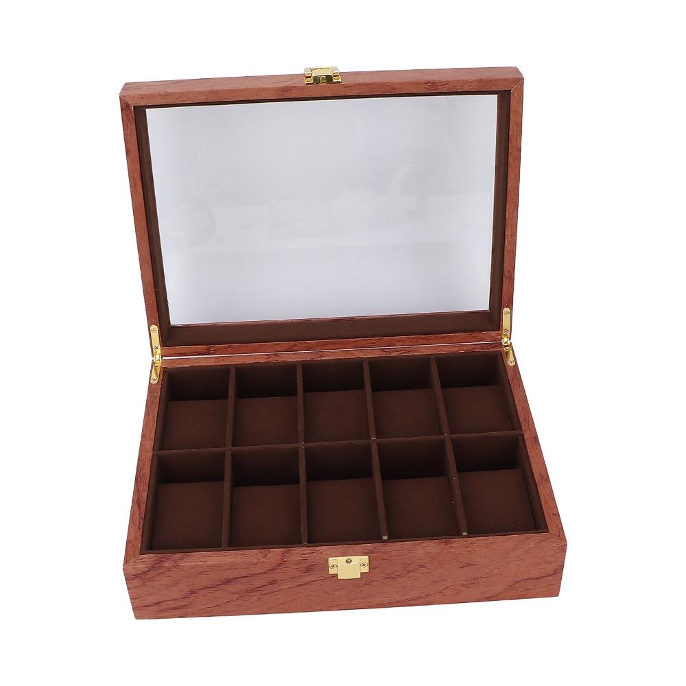 Деревянная композитная коробка-витрина для часов 26,5 x 20 x 8 см Кейс-витрина для ювелирных изделий Органайзер для часов Домашнее хранение