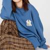 MLB Old Flower Sweatshirts Unisex Blue Crew Neck Moderate Regular 3AMTM0114-50BLD