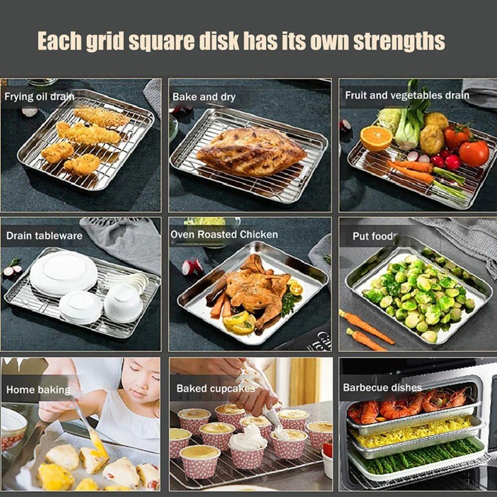 Removable Stainless Steel Baking Pan with Cooling Rack Oven Rack BBQ Tray for Cooking Roasting