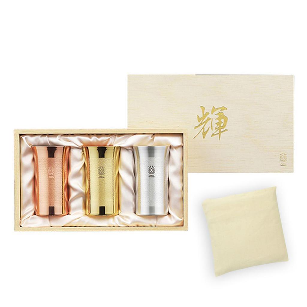 Pure Copper Sippy Tumbler Set In and Made In Japan SimpleBag Made In Vietnam J-kitchens (3-Piece Set) Gold, Silver, Copper, 150ml, (Includes Set)