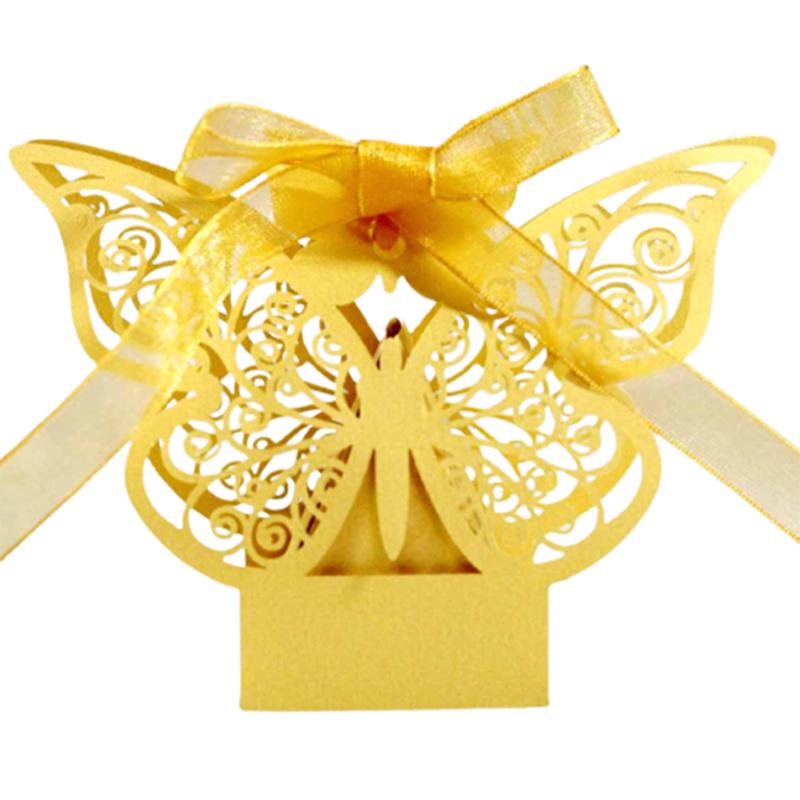 50/100 шт. подарочные коробки с бабочками, оптовая продажа, упаковка конфет с лентами для детского душа, товары для свадьбы, дня рождения, вечеринки