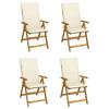 VidaXL Set of 4 Reclining Garden Chairs with Cushions, Patio Seats, Dining Chairs, Patio Furniture 3065349