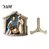 Stable Standing Manger Art Nativity Scene Wooden Tabletop Sign, Christmas Holy Family Figurine Decor, Durable Wood Set Religious Xmas Desktop
