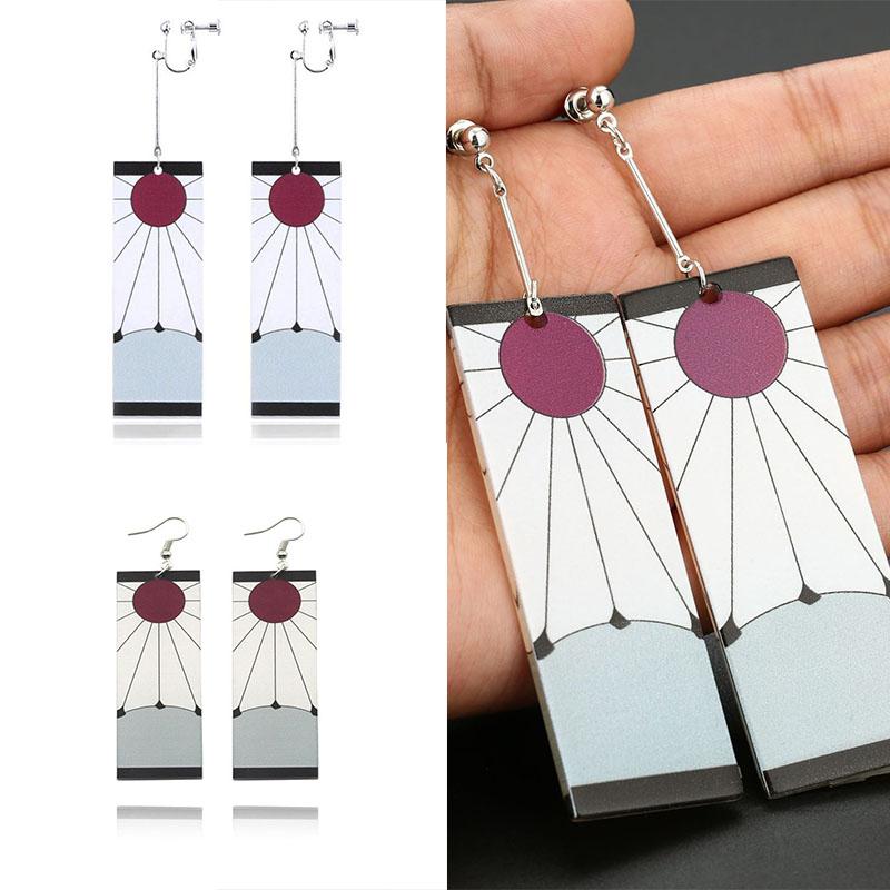 Серьги Kimetsu no Yaiba Tanjirou Акриловые Аниме Demon Slayer Drop Женские Shinobu Butterfly Blade of Ghost Аксессуары Ювелирные изделия Мужские Аксессуары для косплея