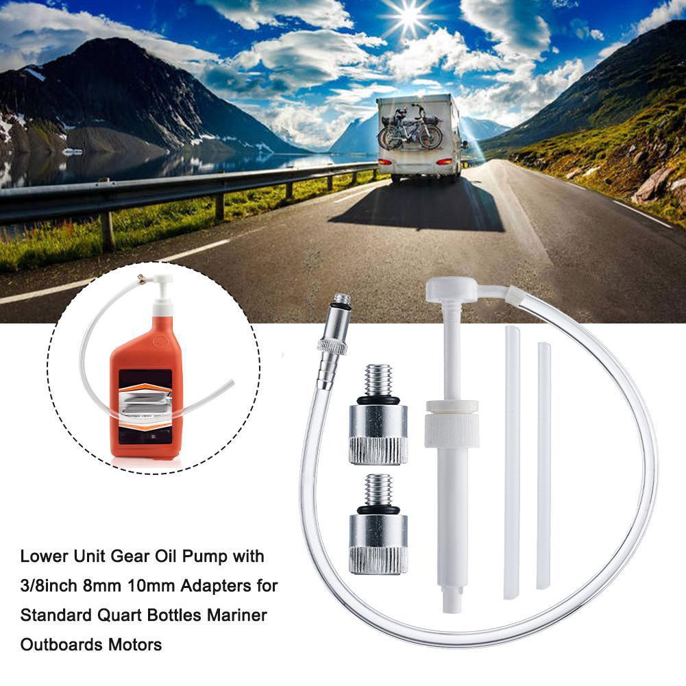 Lower Unit Gear 8CC Press Suction Oil Pump With 3/8inch 8mm 10mm Adapters For Standard Quart Bottles Mariner Outboards Motors