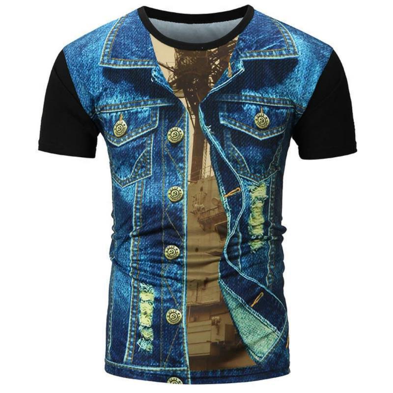 Summer Men's T-shirt 3D Cartoon Print Tees Loose Round Neck Short Sleeve Tops Men Clothing