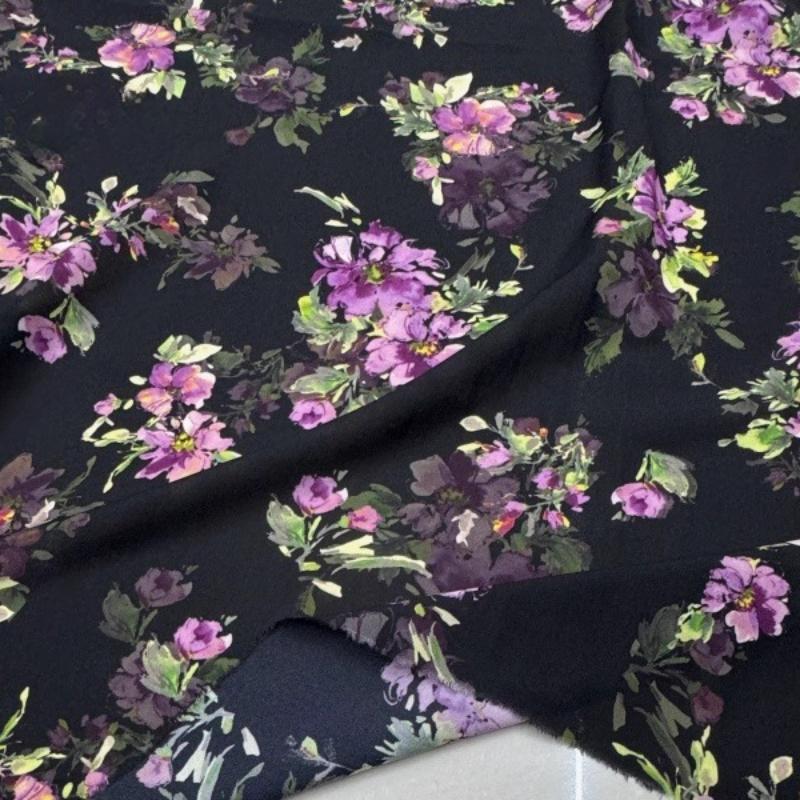 100x150cm Floral Printed Style Fabric Summer Silk Chiffon Fabric for Diy Sewing Soft Comfortable Dress Shirt Pajamas Pants
