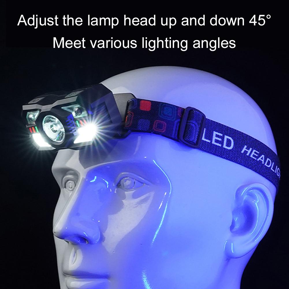 Светодиодный мощный налобный фонарь с USB-перезаряжаемым датчиком движения, портативный налобный фонарь для рыбалки, кемпинга, работы