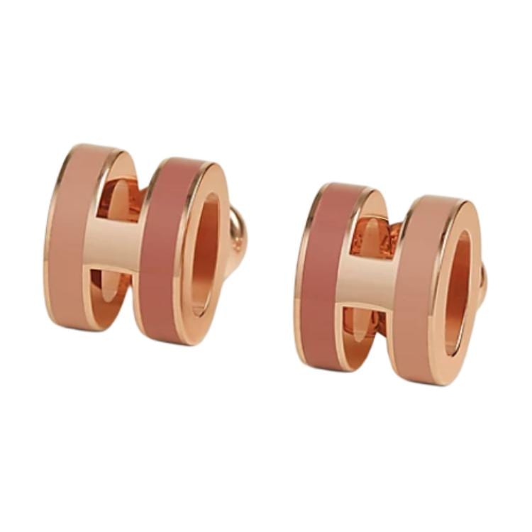 HERMES Rose Gold plated Earrings Women's Blush Pink H100065FOB4