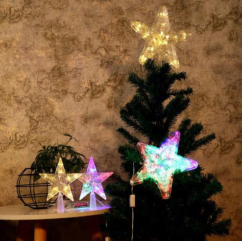 15/19/23cm Christmas Tree Top Star Light LED Glowing Star Lamp Xmas Tree Decoration Home Party Supplies Navidad New Year Gift