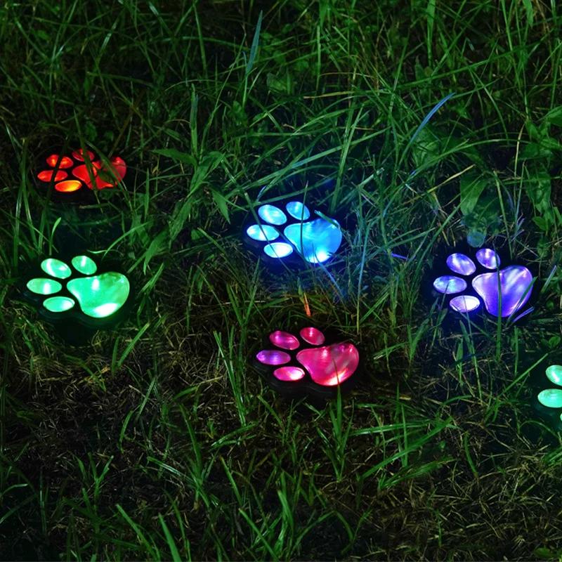 3pcs Solar Powered Dog Paw Print Lights Outdoor Waterproof Gifts for Pet Lovers for Garden Patio Yard Walkway Driveway Decor