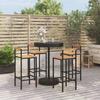 VidaXL Garden Bar Set 5 Pcs Black Poly Rattan/solid Acacia Wood, Bar Table Set, Table and Bar Chair of 3187720