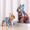 French Bulldog Figurine Bulldog Statue Creative Colorful Art Animal Statue Resin Puppy Figurine Home Offcie Desktop Craft Decor