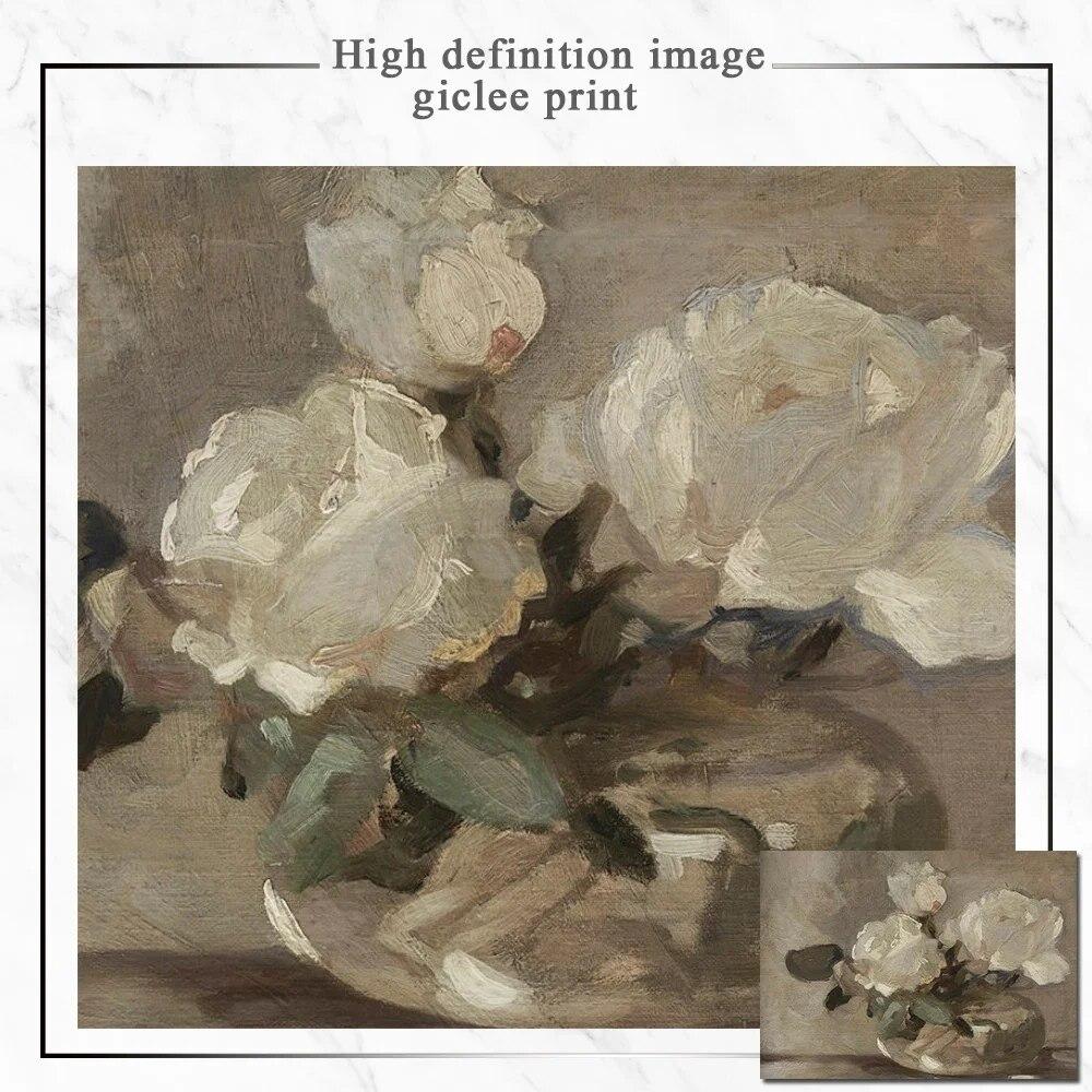 Vintage Gallery Wall Print Lake Cloud Landscape Flower Canvas Paintings Nordic Posters and Prints Living Room Home Decoration