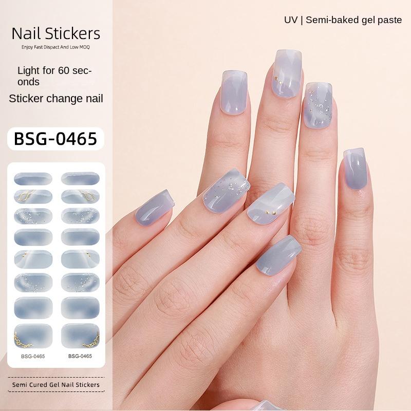 Gel Manicure Stickers Illuminated Semi-cured Nail Stickers Hot Stamping