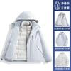 Womens Winter 3-in-1 Waterproof Windproof Parka With Removable Down Inner Layer Skiing Hiking Camping