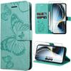 Case - BOOLING - for Samsung Galaxy A36 5G - Synthetic Leather Green Butterfly Pattern - 2 Tempered Glasses