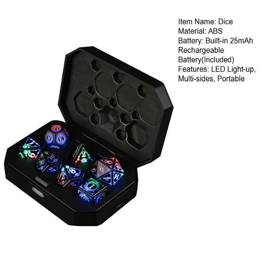 1 набор светодиодных светящихся игральных костей USB-перезаряжаемые RGB светящиеся многогранные игральные кости D4 D6 D8 D10 D12 D20 мигающие игральные кости для взрослых семейная вечеринка настольная игра