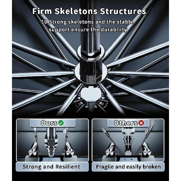 Custom-Fit for Hyundai Windshield Sun Shade Umbrella, 2024 Upgraded Pull Ring Handle Foldable Front Window Cover Sun Visor, UV Rays Blocker, Designed