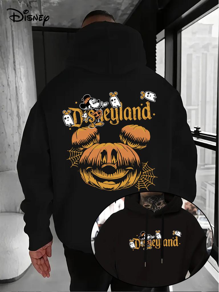 Disney Casual Men's Hoodie Halloween Classic Mickey Spider Web Pumpkin Pattern Double Sided Pattern Design Fall/Winter Hoodie