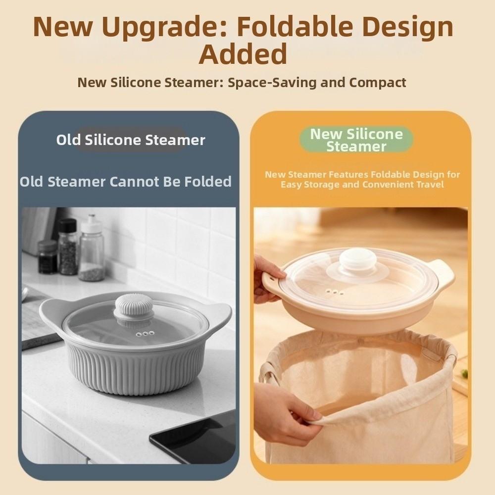 Heat-resistant Silicone Steamer Foldable Microwave Steamer Bowl Steamed Vegetable