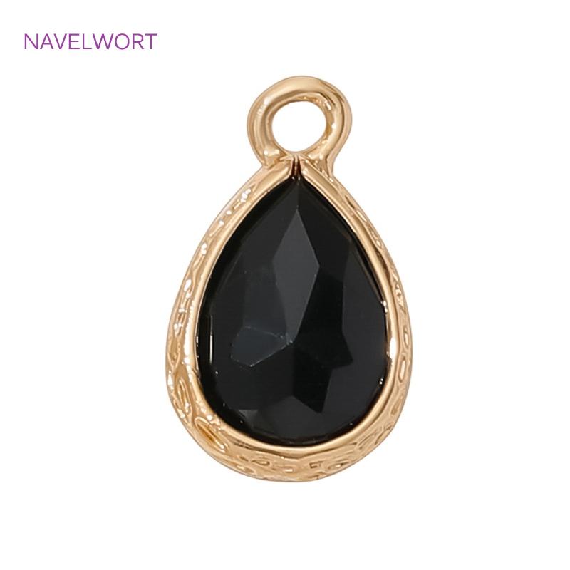 8.5mm*14.5mm 18K Gold Plated Crystal Glass Droplet Charms For Earring Making,Brass Decorative Pendants,DIY Jewelry Pendants