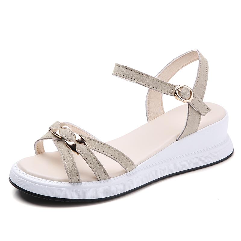 Женская летняя обувь с открытым носком, сандалии на платформе с металлической отделкой, женские сандалии на танкетке, женская легкая повседневная обувь Zapatillas Muje