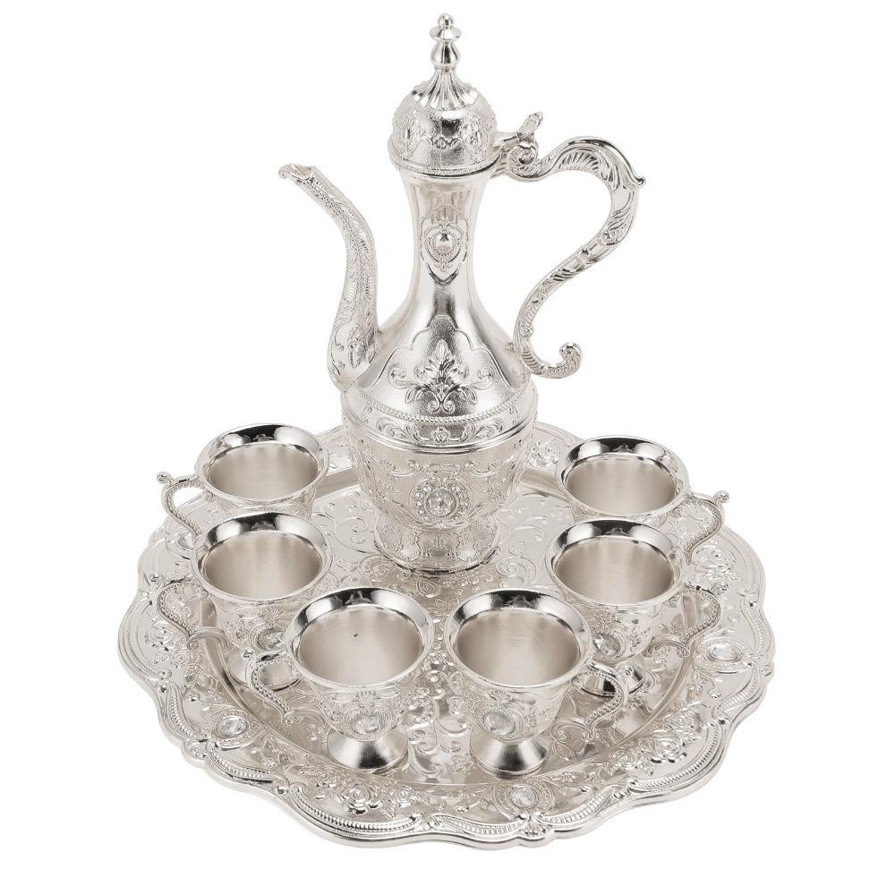 8pcs 6 Cups Included Turkish Tea Set With Tray Wine Glass Pot Set For Home Party