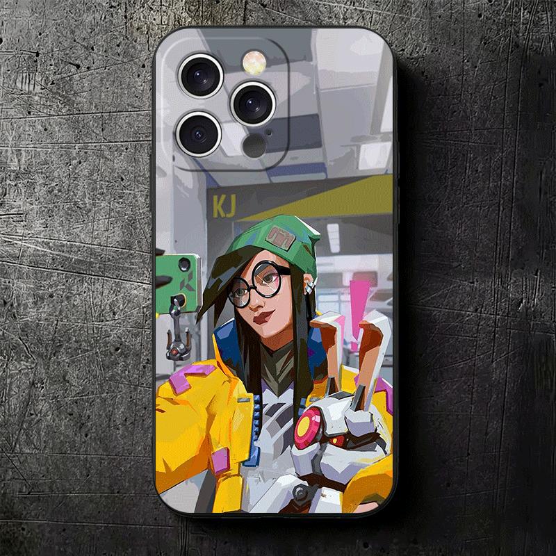 V-Valorant Killjoy Soft Phone Case for iPhone 16 16E 17 Air 15 Pro Max 14 Plus 13 Mini 11 12 7 Black Cover Back Shell