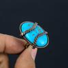 Irani Turquoise Gemstone Copper Wire Wrapped Handmade Jewelry Ring All Size