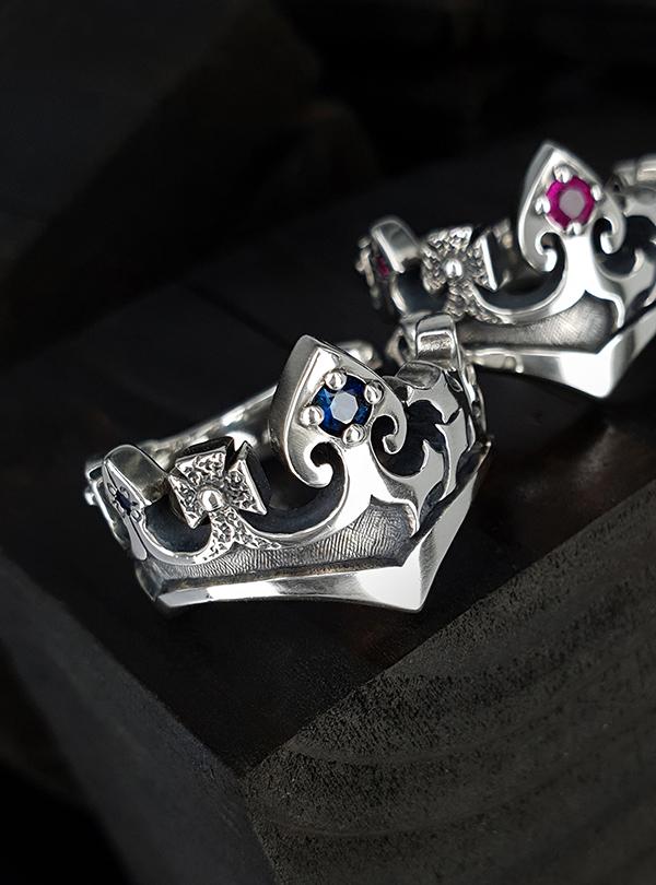 Sterlingworth Lunar Crown Natural Stone Crown Silver Ring