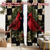 2pcs, 2D FLAT PRINTING Curtains (Without Rod) Cardinal Wreath Popular Curtains&Drapes Festival Polyester Easy Install Curtains