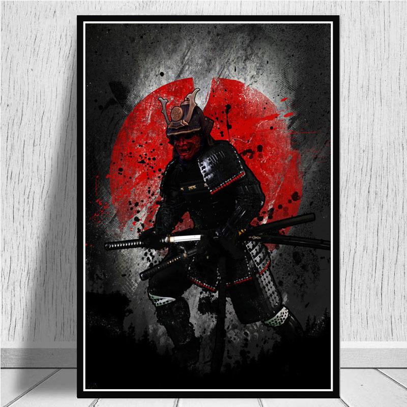 Bonsa Bushido Samurai Kanji Ink, японские плакаты с ниндзя и принты, настенные художественные картины на холсте, эстетический декор комнаты, образы