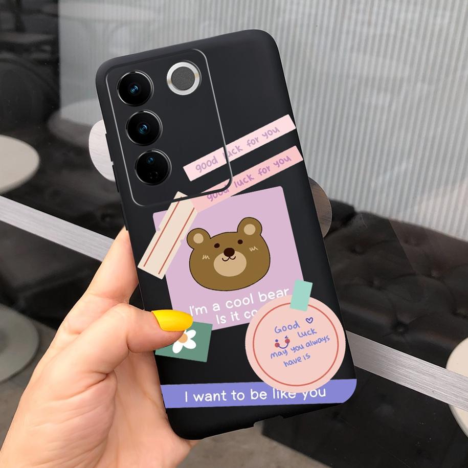 Чехол для Vivo V27 Pro Задняя крышка для Vivo V27e Модный чехол-фунда конфетного цвета с рисунком для Vivo V27 5G V 27e V27Pro V2237 V2230 Мягкий чехол