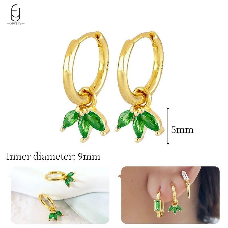 Серьги из стерлингового серебра 925 пробы с зеленым цирконом, золотые серьги-кольца в форме сердца для женщин, изящные пусеты, роскошные ювелирные изделия, подарки
