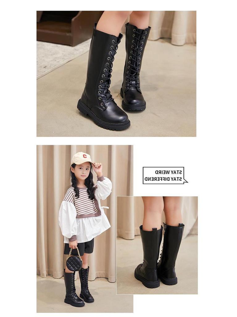 Girls' High-Top Princess Boots: Fashion Show Performance Simple Long Boots